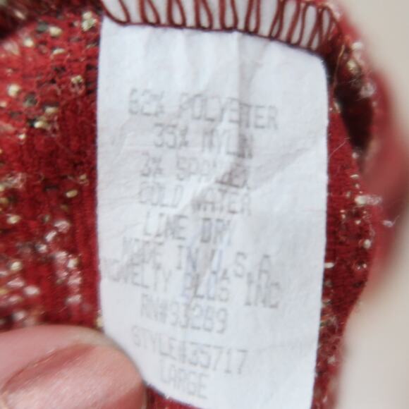 Vintage 90s Ninety Red and Tan Marled Textured Knit Tank Top L - Picture 7 of 7